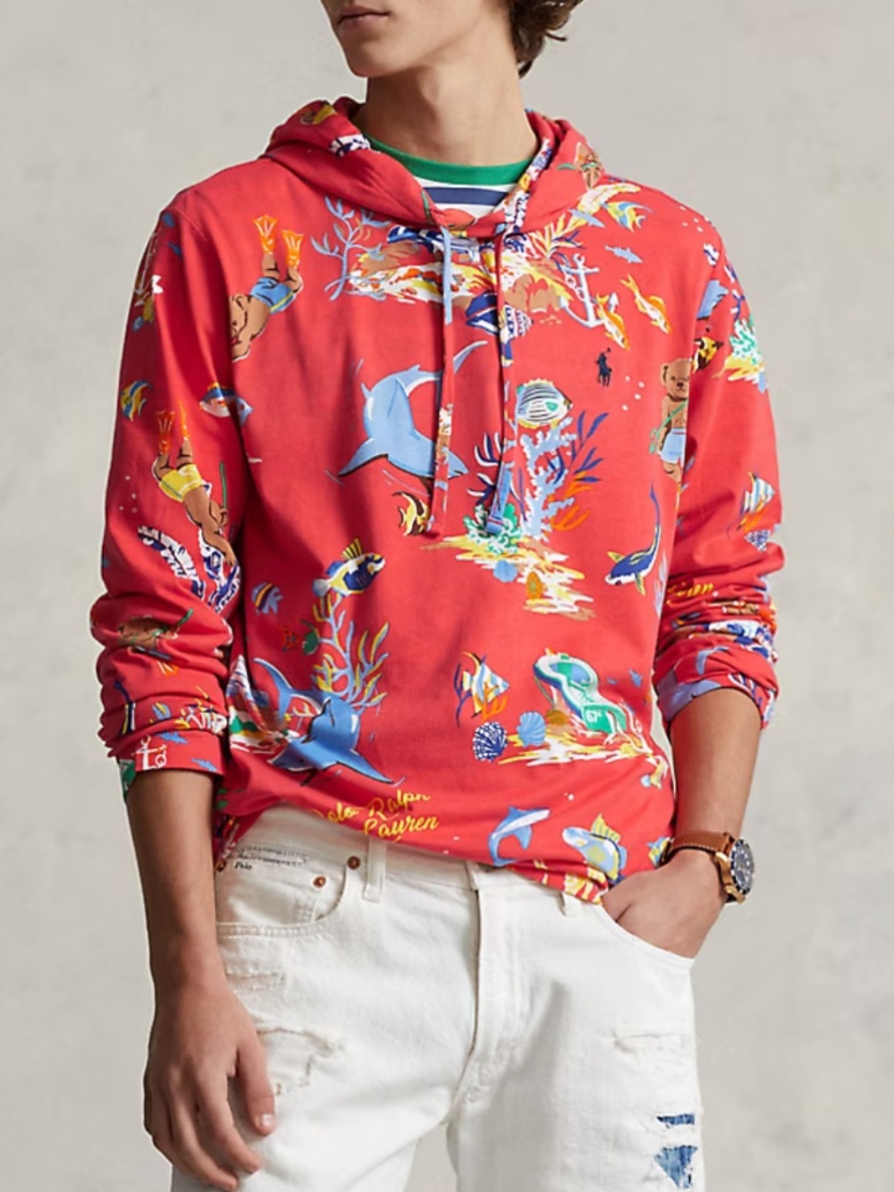 Polo Ralph Lauren Bear Jersey‎ Hooded T-Shirt